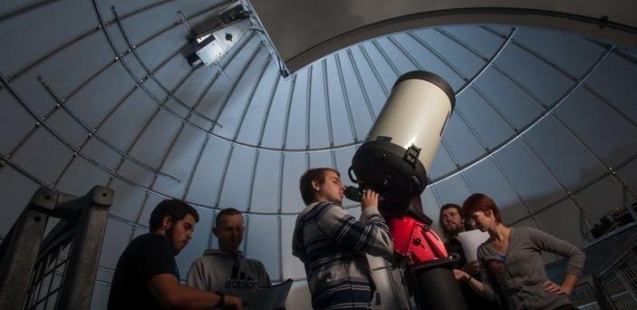 students working in observatory
